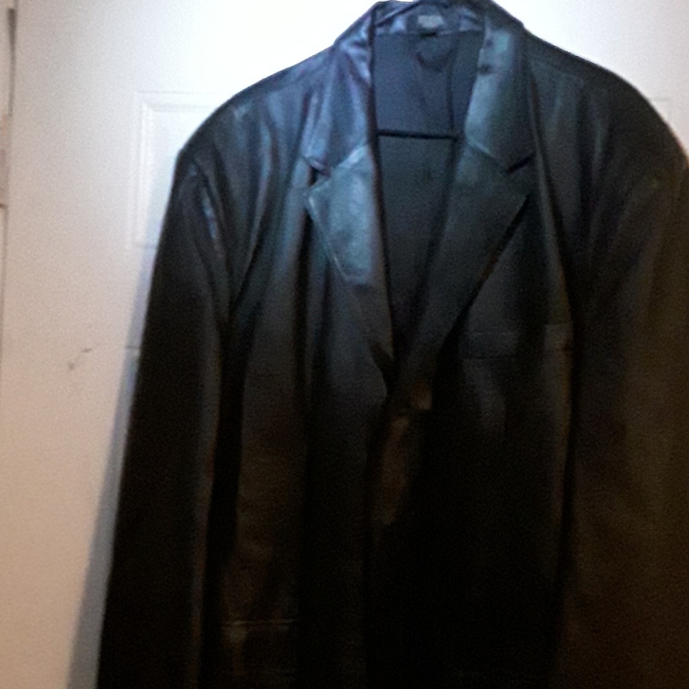 Black leather sport coat leather well-conditioned